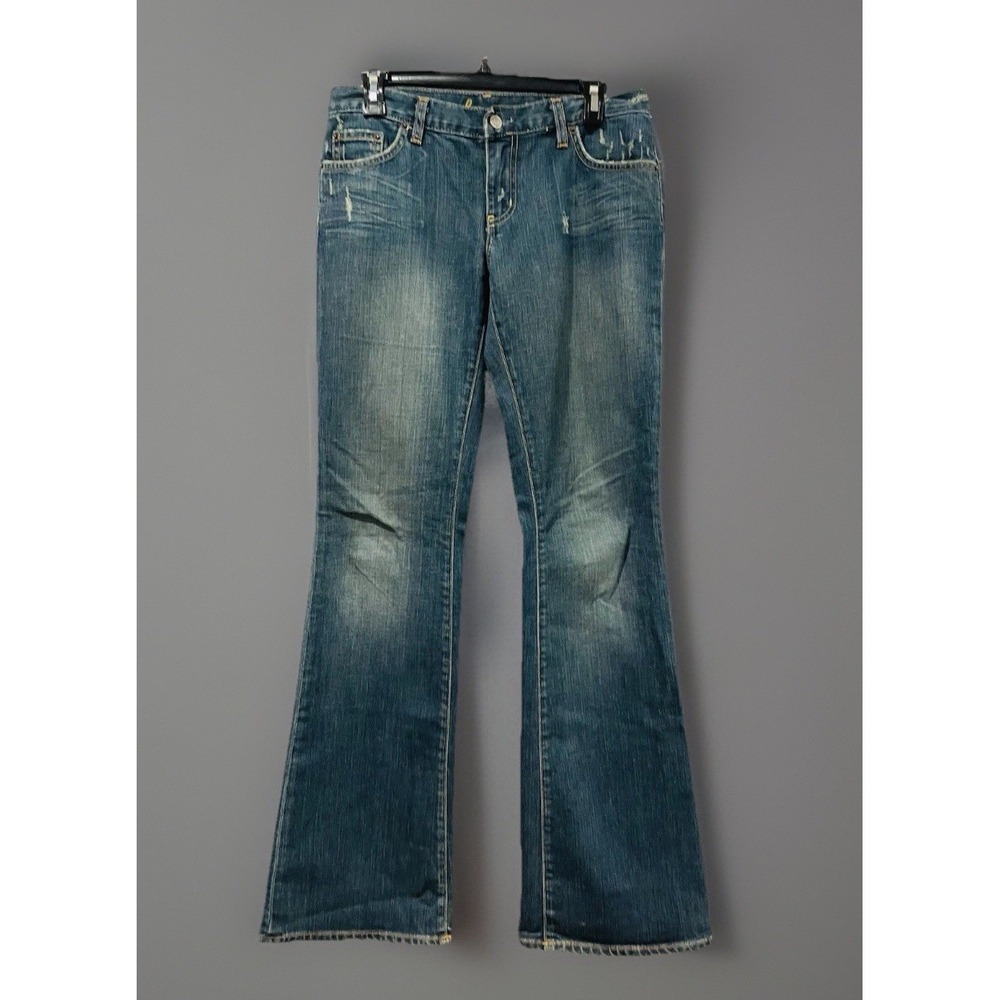 Y2k BEBE Sophie‎ Women's Jeans BootCut Flared Denim Wash Size 29 8 Color Trashed